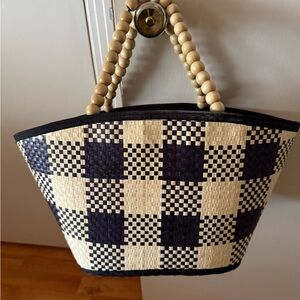 Stylish Black and Cream Checkered Women's Bag- NWOT